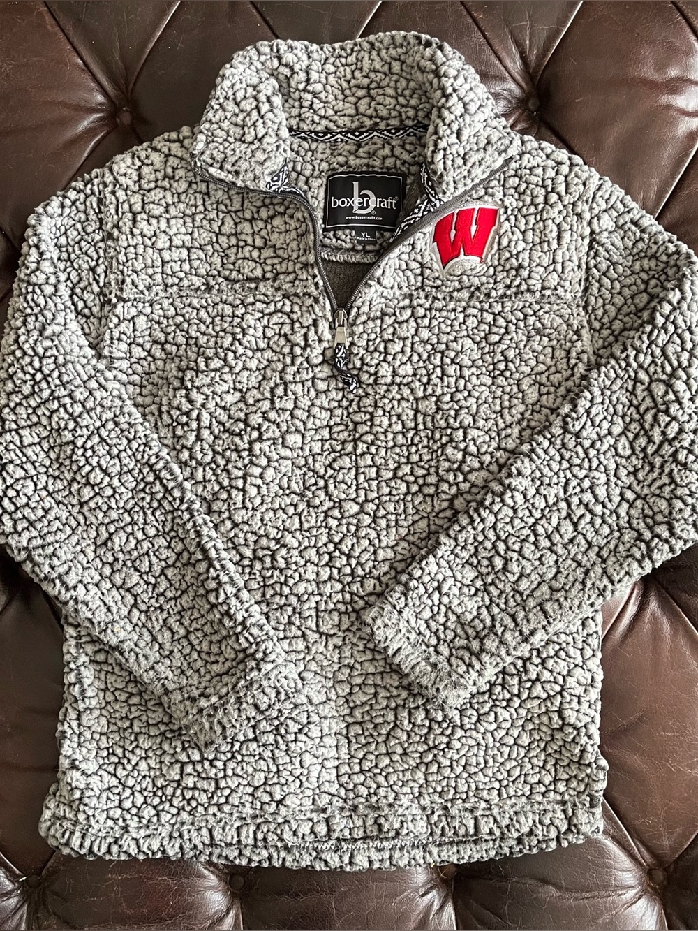 UW Madison kids Sherpa quarter zip sweatshirt
